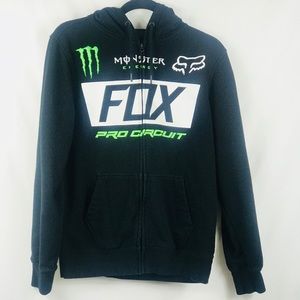 Monster Fox Paddock Zipper Hoodie Black Sz Small